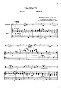Tchaikovsky – Sweet dreams Op. 39 No. 21 for cello and piano - Piano part - First page