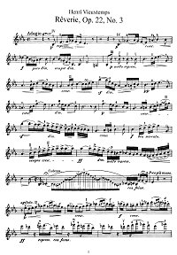 Vieuxtemps - Reverie for violin op.22 N3 - Instrument part - First page