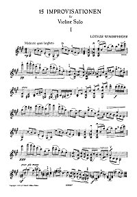 Windshpreger - 15 improvisations for violin solo - Instrument part - first page