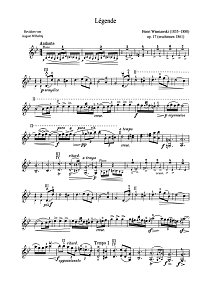 Wieniawski - Legende Op.17 - for violin and piano - Instrument part - first page