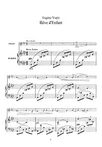 Ysaye - Reve d Enfant for violin - Piano part - First page