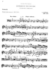 Martinu - Variations on Rossini theme for cello and piano - Instrument part - First page