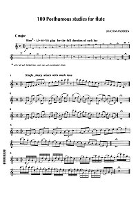 Andersen - 100 posthumous studies for flute - Violin part - first page