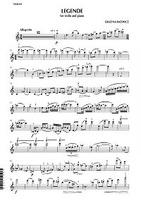 Bacewicz - Legende for violin and piano - Violin part - first page
