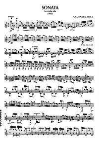 Bacevicz - Sonata for violin solo - Violin part - first page