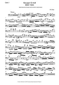 Bach J.S. - Concert d-moll BWV 1043 for two cellos with piano - Instrument part - First page