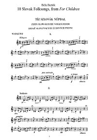 Bartok - 10 Slovak melodies for violin - Instrument part - First page