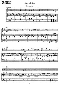 Beethoven - Flute sonata B-flat major  - Piano part - first page
