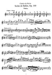 Beriot - Scene from ballet op.100 for violin - Instrument part - First page