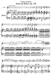 Beriot - Scene from ballet op.100 for violin - Piano part - First page