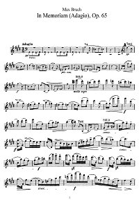 Bruch - In Memoriam for violin op.65 - Instrument part - First page