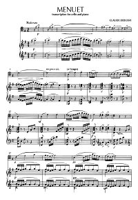 Debussy - Menuet for cello and piano - Piano part - first page