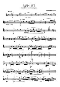 Debussy - Menuet for cello and piano - Cello part - first page