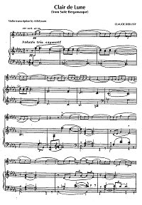 Debussy - Clair de Lune for violin and piano - Piano part - first page
