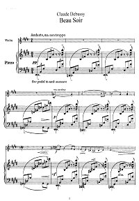 Debussy - Beau Soir (Beauty Evening) for violin - Piano part - First page