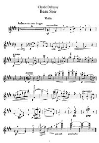 Debussy - Beau Soir (Beauty Evening) for violin - Instrument part - First page