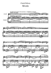 Debussy - Reverie for violin - Piano part - First page