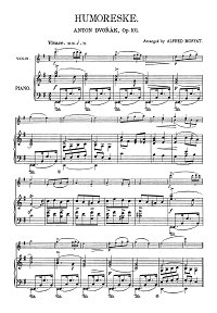Dvorak - 8 Humoresque, Op.101 - N1, N5, N7 for violin and piano- Piano part - First page