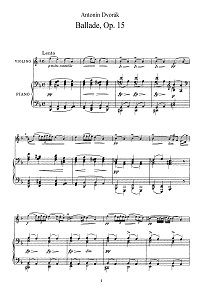 Dvorak - Ballade for violin op.15 - Piano part - First page