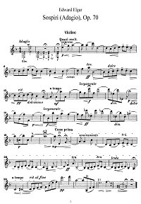 Elgar - Sospiri (adagio) for violin op.70 - Instrument part - First page