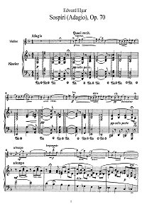 Elgar - Sospiri (adagio) for violin op.70 - Piano part - First page