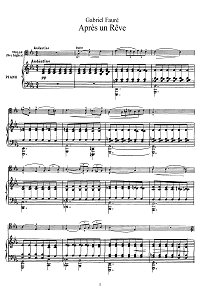 Faure - Apres un Reve - Dreams for violin - Piano part - First page