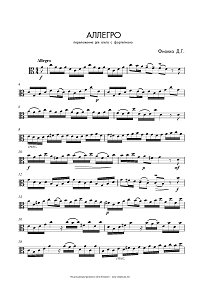 Fiocco - Allegro for viola and piano - Instrument part - first page