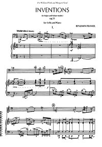 Frankel - Inventions for cello - Piano part - first page