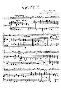 Franceoeur - Gavotte for cello and piano - Piano part - first page