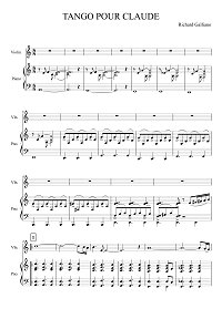 Galliano - Tango pour claude for violin - Piano part - first page