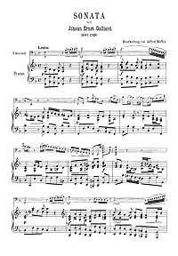 Galliard - Cello sonata in F (Moffat) - Piano part - first page