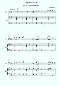 Gavrilin - Cello pieces (Anyuta-valse, Holeovlia, etc) - Piano part - first page