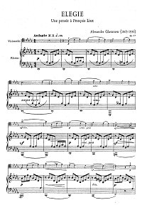 Glazunov - Elegia for cello and piano - Piano part - first page