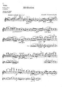 Glazunov - Meditation Op.32 for violin and piano - Instrument part - first page