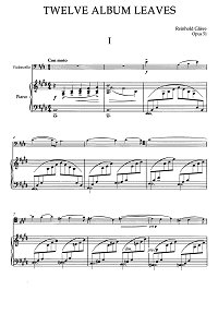 Gliere - 12 album leaves for cello and piano Op.51 - Piano part - first page