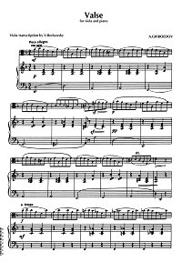 Griboyedov - Valse in E minor for viola and piano - Piano part - first page