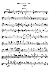 Handel - Largo for violin - Instrument part - First page