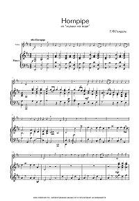 Handel - Hornpipe from Watermusik - for violin and piano- Piano part - First page