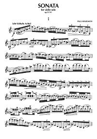 Hindemith - Sonata for violin solo op.31 N1 - Instrument part - first page