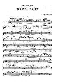 Honegger - Violin sonata N2 - Violin part - first page