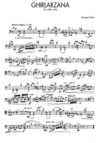 Ibert - Ghirlarzana for cello solo - Instrument part - first page