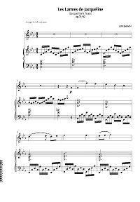Offenbach - Les Larmes de Jacqueline (Jacqueline's Tears) for cello - Piano part - first page