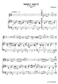 Kapustin - Nearly Waltz for cello op.98 - Piano part - first page