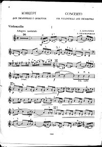 Khachaturian - Concert for cello and orchestra (1946) - Instrument part - First page