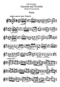 Kreisler - Asassin and Nicolette for violin - Instrument part - First page