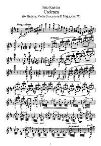 Kreisler - Brahms violin concerto cadenza - Instrument part - First page