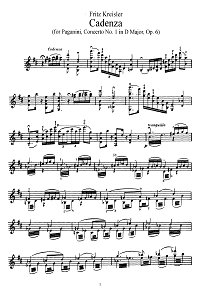 Kreisler - Cadenza for Violin concerto N1 Paganini - Instrument part - First page