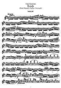 Kreisler - Rondo (from Haffner-serenades by Mozart) - Instrument part - First page