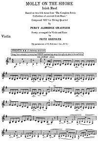 Kreisler - Molly on the shore (irish song) for violin - Instrument part - First page