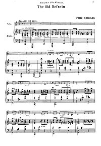 Kreisler - An old song for violin - Piano part - First page